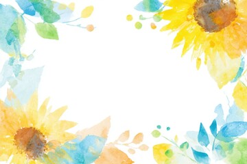A soft, artistic floral frame with watercolor flowers and line sketches, surrounding a central white space for creative use