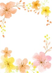 A soft, artistic floral frame with watercolor flowers and line sketches, surrounding a central white space for creative use