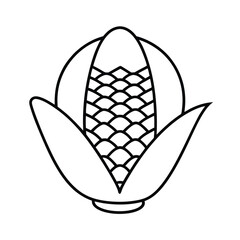 corn cobs in basket outlined in line art drawing Vector illustration