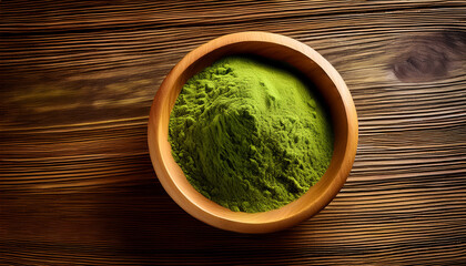 light green powder in wooden bowl 1