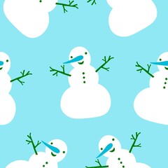 Christmas cartoon ice seamless happy snowman pattern for wrapping paper and fabrics