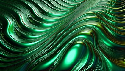 wavy metallic liquid surface with emerald green reflections is creating a mesmerizing and seamless looping animation perfect for backgrounds presentations or visual effects