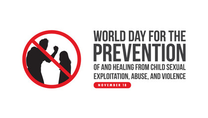 world day for the prevention of and healing from child sexual exploitation, abuse and violence vector design concept