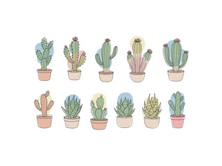 crowd cactus colorful vector for ornamental plants