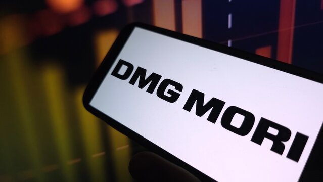 Konskie, Poland - June 19, 2025: DMG Mori company logo displayed on mobile phone