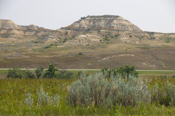 The Badlands rock formations at Theodore Roosevelt National Park, North Dakota