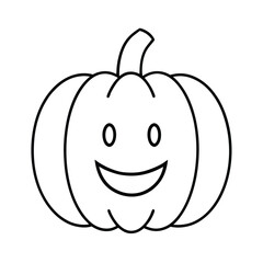 pumpkin with cute smiling face cartoon line art Vector illustration