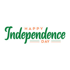 Happy Independence Day Calligraphic Typography Text with Tri Color Indian Flag Background Design. Happy Independence Day text Vector