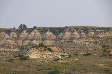 The Badlands rock formations at Theodore Roosevelt National Park, North Dakota