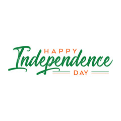 Happy Independence Day Calligraphic Typography Text with Tri Color Indian Flag Background Design. Happy Independence Day text Vector