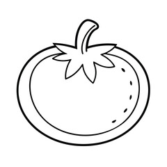 cut tomato with seeds and leaf in line format Vector illustration