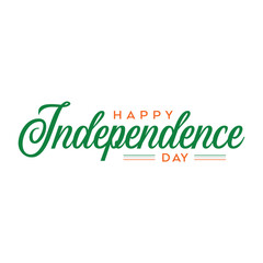 Happy Independence Day Calligraphic Typography Text with Tri Color Indian Flag Background Design. Happy Independence Day text Vector