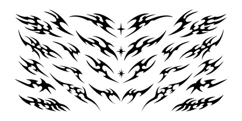 Set of black neo tribal element design, neo tribal tattoo set 