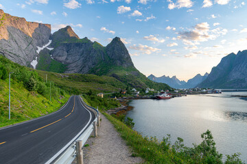 Seaside road in Lofoten, Norway