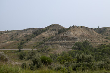 The Badlands rock formations at Theodore Roosevelt National Park, North Dakota