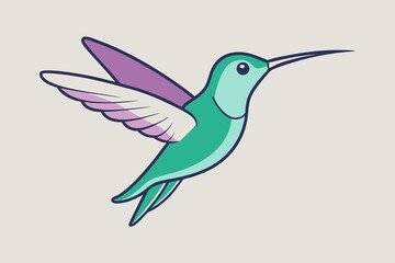 A charming minimalist illustration of a hummingbirds