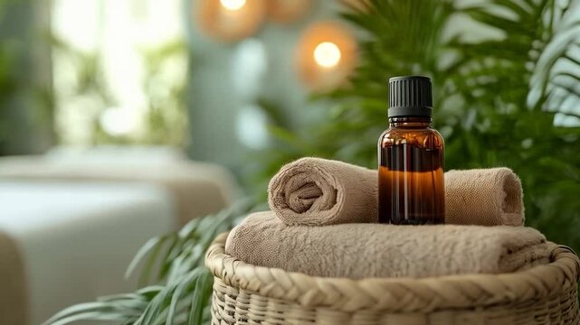 Spa essentials in a wicker basket