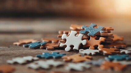 A vibrant collection of interlocking puzzle pieces, showcasing a stunning array of colors and shapes, perfect for completing a challenging puzzle or decoration.