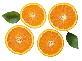 Group of orange slices isolated on transparent background. generative ai.