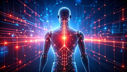 Digital Human with Circuit Background.