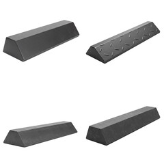 Black rubber parking curb blocks in various designs and patterns  