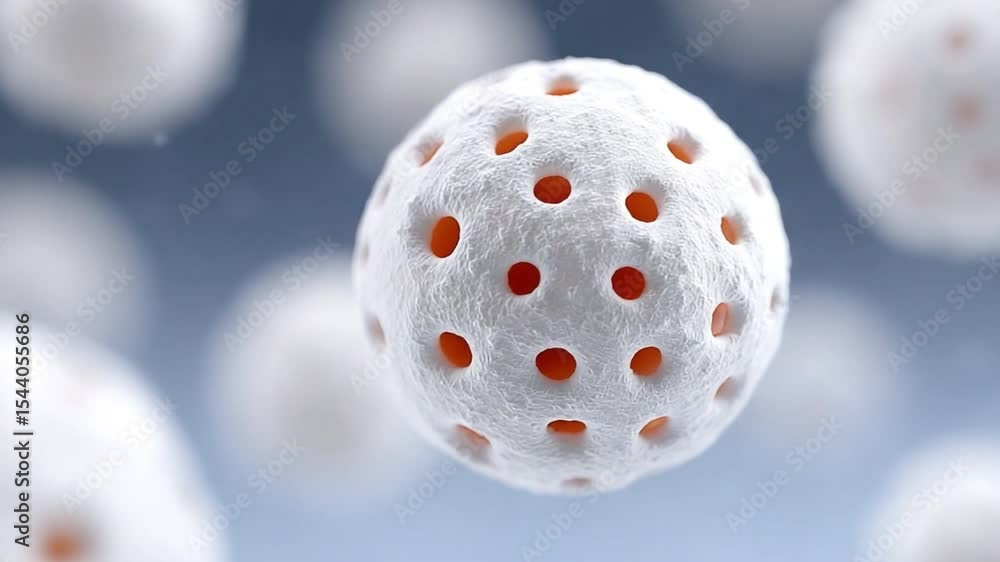 Poster Microscopic Marvel: A detailed macro shot of a unique, porous spherical structure, revealing intricate patterns and textures against a subtly shaded background.
