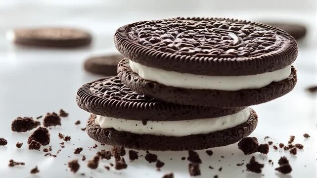 Stacked Oreo Cookies with Crumbs