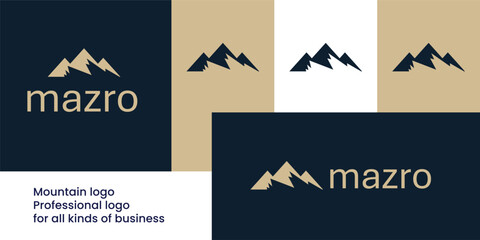Bold mountain logo with clean lines for outdoor and adventure branding.