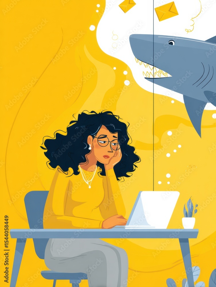 Poster Recognizing Common Traits of Phishing Emails While Working at a Desk