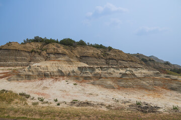 The Badlands rock formations at Theodore Roosevelt National Park, North Dakota