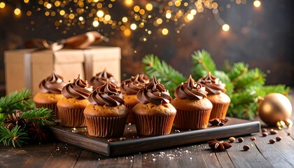 Chocolate Cupcakes with Festive Treats.