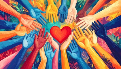 Diverse Hands Protecting Heart.