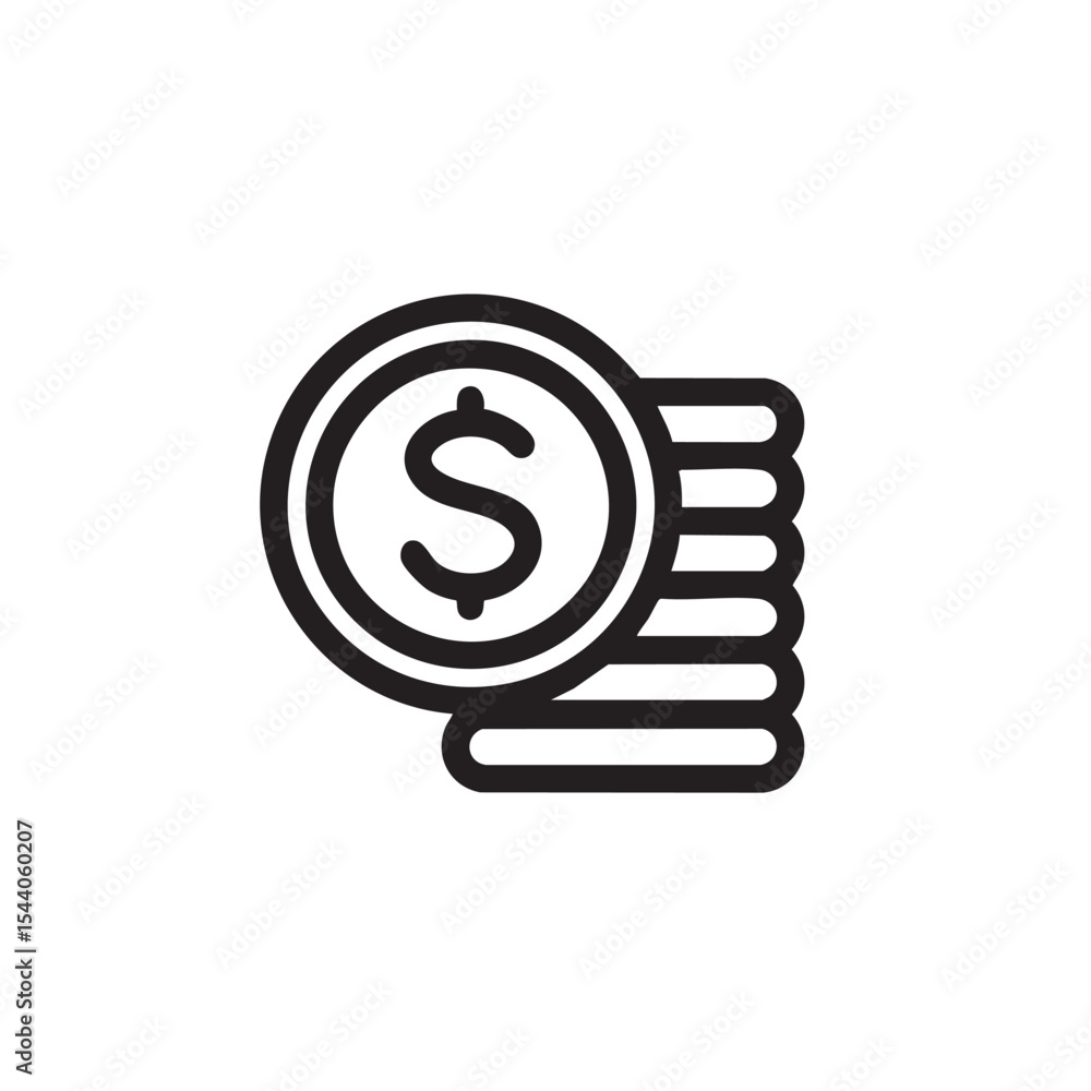 Poster coin stack with dollar symbol representing wealth and finance concepts