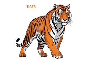 Naklejka premium Tiger Vektor image on white background. Suitable for poster, banners, greeting cards, templates, etc