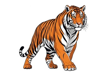 Obraz premium International Tiger Day social media template vector illustration. International Tiger Day. Suitable for banners, greeting cards, templates, etc. Tiger on white background