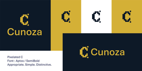 Pixelated C monogram logo with modern tech and geometric style