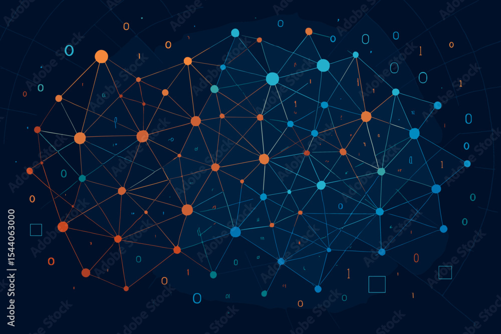Poster abstract big data network visualization. global digital technology connection, cyberspace internet g