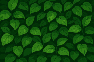 Seamless lush green leaves pattern. Dense foliage natural wall background. Eco-friendly botanical vector illustration. Vibrant leafy texture for nature, organic, garden, environment designs