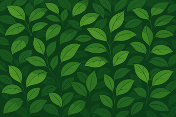 Vibrant green leaves seamless pattern background. Fresh foliage wall, lush botanical design, eco nature concept, leafy plant texture, garden greenery illustration for eco-friendly projects, vector art