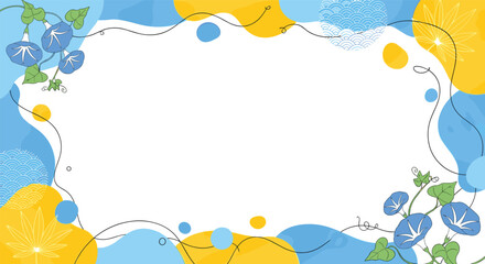 Summer Morning Glory Frame With Yellow Blue Floral Elements