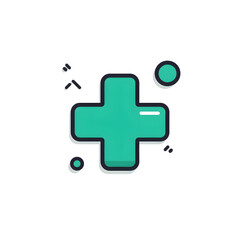 flat vector illustration of a plus add icon for UI elements, minimal design, no gradients no shadows, bold outlines, white background