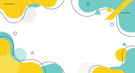 Abstract Geometric Frame Background with Yellow and Blue Shapes