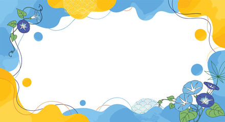 Aesthetic Floral Frame with Blue and Yellow Color Scheme