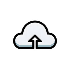 flat vector illustration of a upload cloud icon for app UI, minimal design, no gradients no shadows, bold outlines, white background