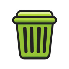 flat vector illustration of a trash bin delete icon for mobile interface, minimal design, no gradients no shadows, bold outlines, white background