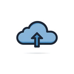 flat vector illustration of a upload cloud icon for app UI, minimal design, no gradients no shadows, bold outlines, white background