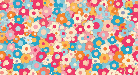 Colorful Retro Floral Pattern With a Light Background Texture Design