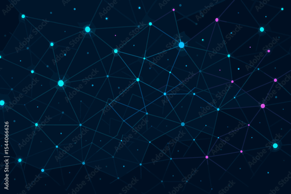 Poster futuristic abstract digital network with glowing connections on dark background. global technology c