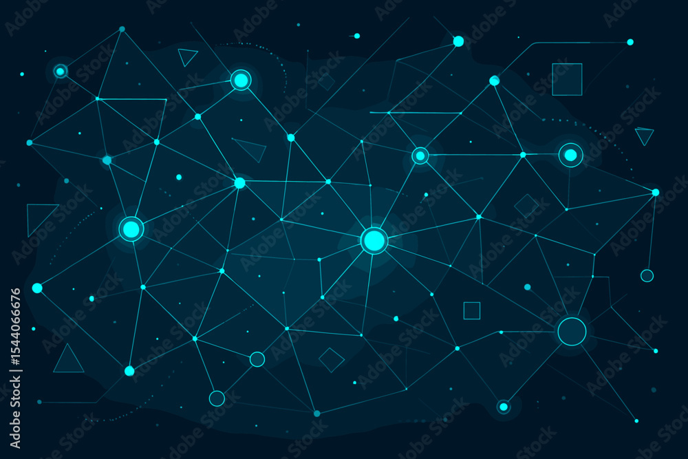 Aufkleber futuristic abstract network digital connections. global technology communication, big data flow, art
