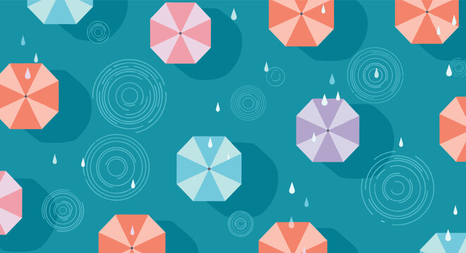 Colorful Umbrellas and Raindrops A Cheerful Weather Pattern